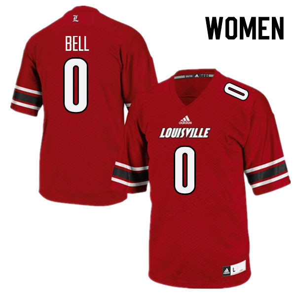 Women #0 Chris Bell Louisville Cardinals College Football Jerseys Stitched Sale-Red